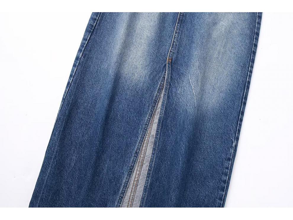 European & American Women's High-Waist Denim Midi Skirt with Slit Design for Summer 