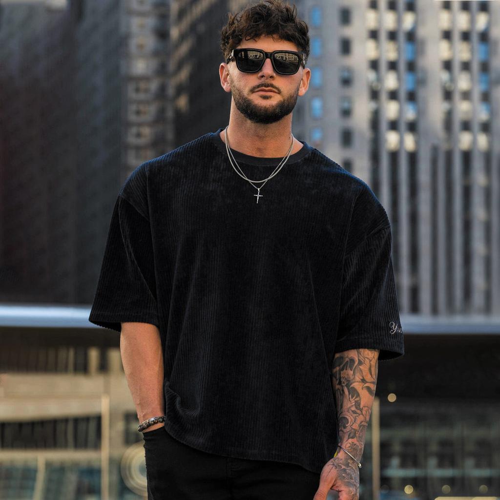 Herren Sommer Fitness Sport Locker Lässiges T-Shirt Rundhals Baumwolle Laufen Kurzarm Top