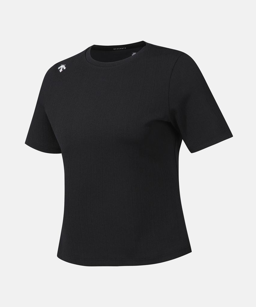 DESCENTE Women'S Ribbed Short Sleeve T-Shirt Black (Sq322Pts74)