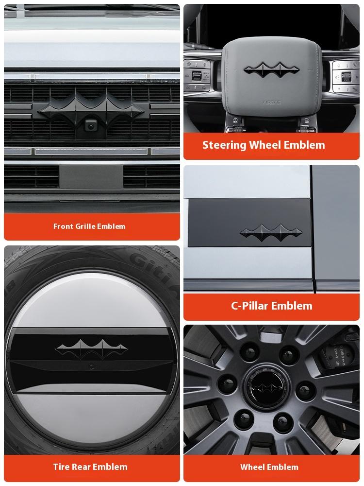 For BYD Formula Leopard 5 Fang cheng bao 5 Black Car Emblem Decorative Front Rear Blacked-Out Emblem Wheel Hub Emblem