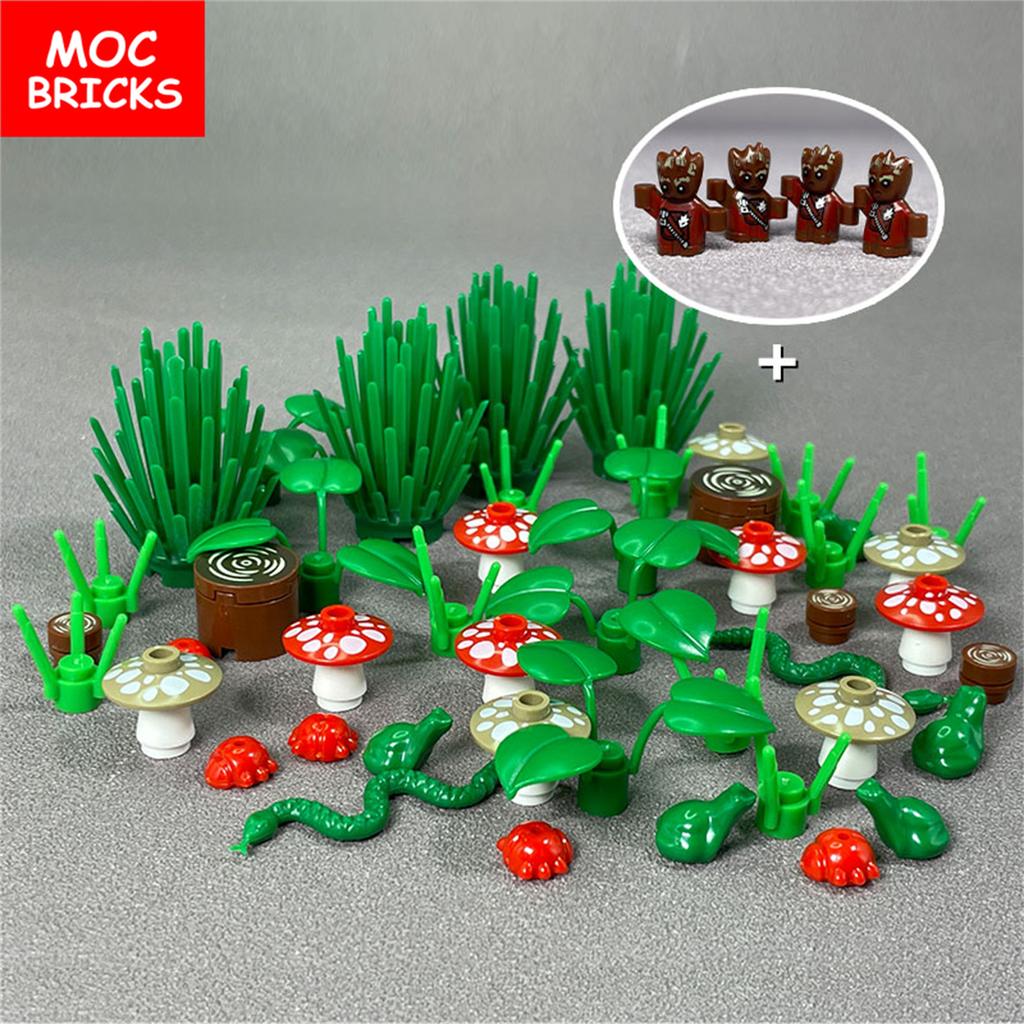 MOC Bricks Hero Little Tree Man 16mm Figure Guard Accessories Assembled Building Blocks Kid Dolls Toys