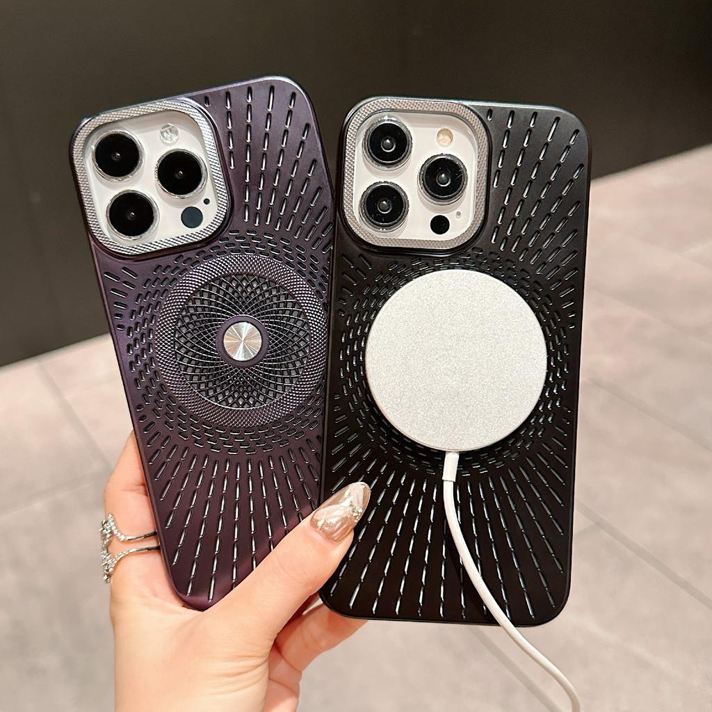 For iPhone 16 Pro Max Case Compatible with MagSafe Heat Dissipation Electroplating PC Phone Cover