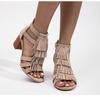 2025 Women's Chunky Heel Tassel Ankle Boots Peep Toe, Back Zipper, Roman Style Sandals
