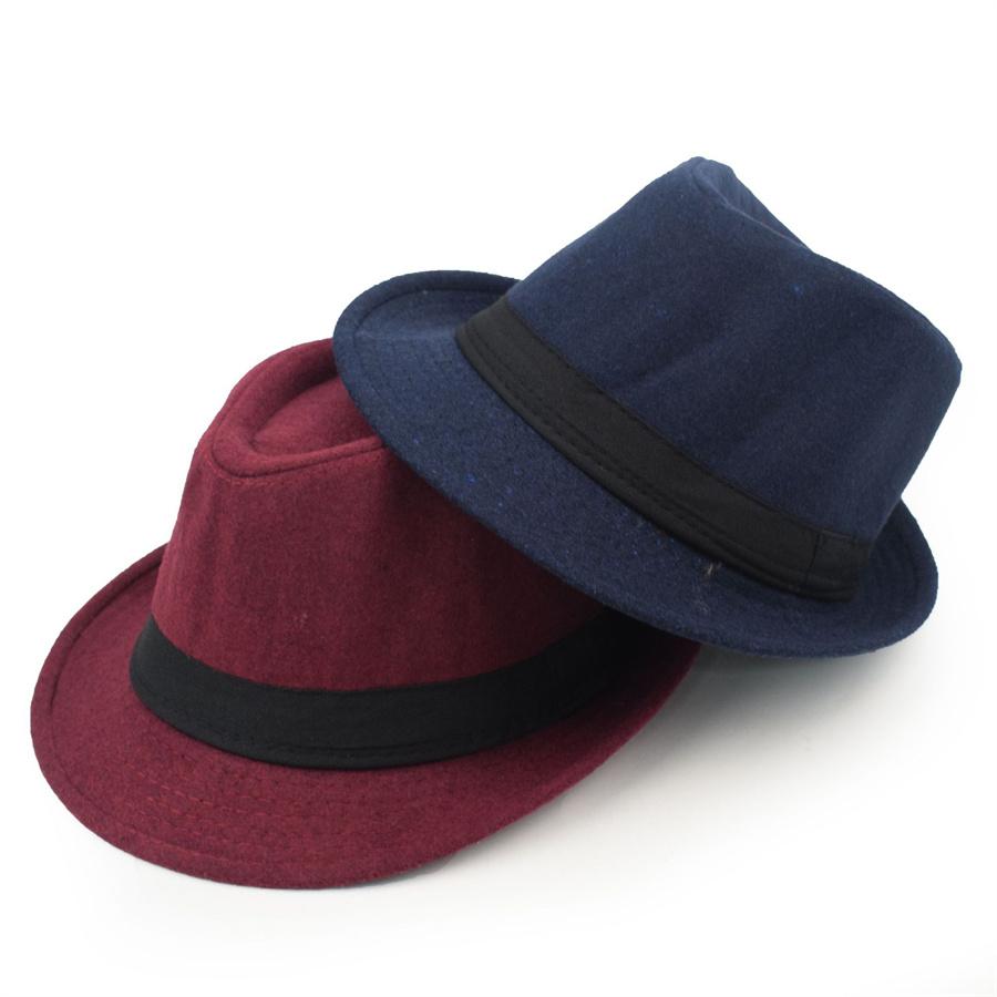 Unisexové britské plstěné jazzové klobouky pro muže středního věku klobouk kbelíkový vlněný fedora klobouk podzim zima pro pány svatební párty magické klobouky