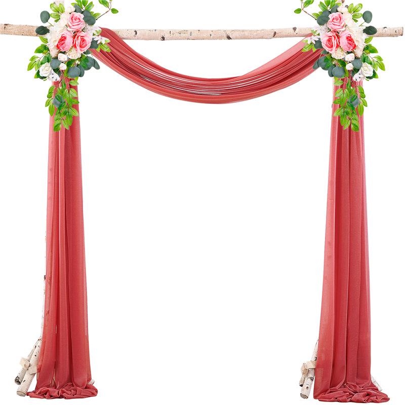 Forest Style Wedding Arch Decoration: Outdoor Lawn Chiffon Gauze Curtains