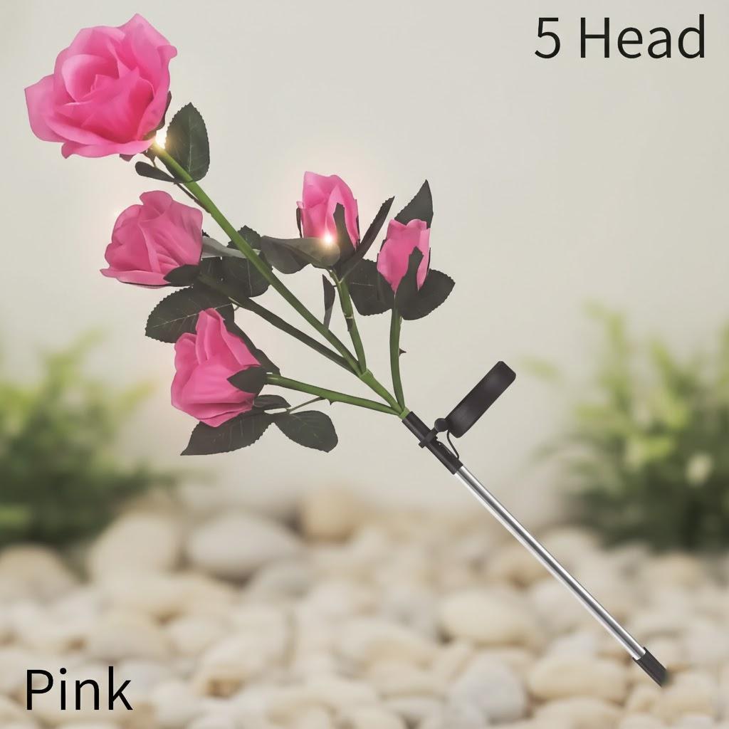 Solar Powered Outdoor Garden Decoration Waterproof Rose Flower Lawn Lights Festive Lighting