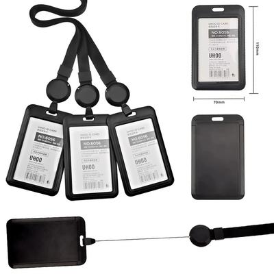 ID Working Card Cover Case with Retractable Buckle Badge Reel Lanyard ID Name Badge Holder Chest Tag Work Pass Card Sleeve