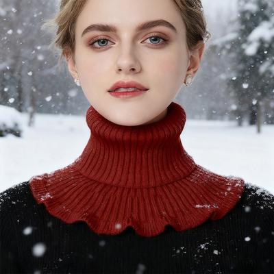 Fake Collar Scarf Detachable High Collar Solid Color Knitted Turtleneck Scarves Collar Insert Fashion Accessory