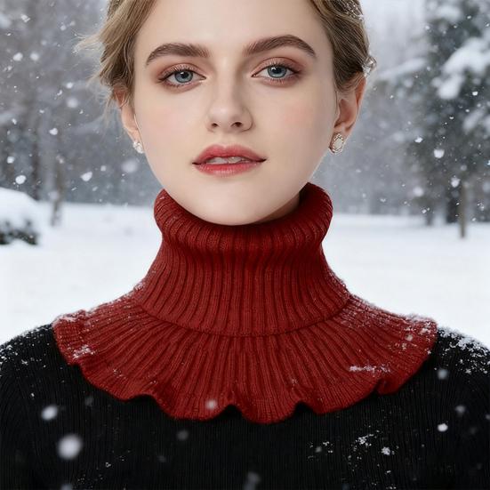 Fake Collar Scarf Detachable High Collar Solid Color Knitted Turtleneck Scarves Collar Insert Fashion Accessory