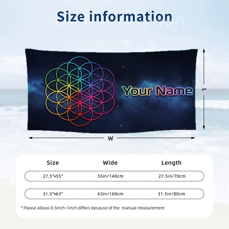 Custom Text Beach Towel, Soft Absorbent Swimming Multi-use TowelColdplay