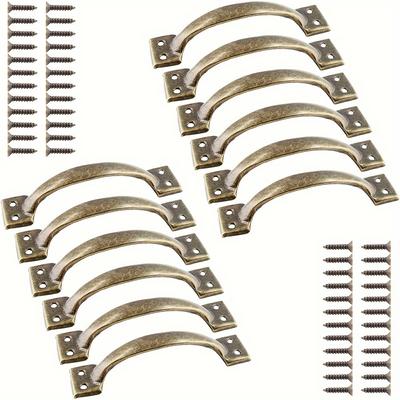12 piezas de manijas de puerta rústicas de hierro con tirador de tornillo, manijas de gabinete de granja vintage para exteriores, cajones de garaje y cajones de bronce antiguo