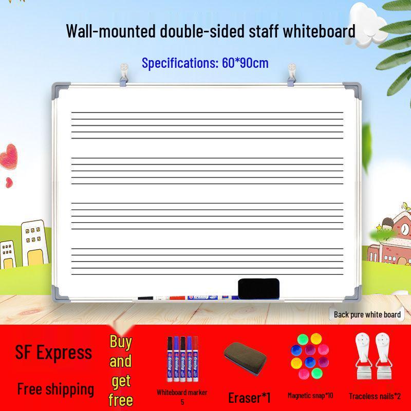 Dual-Sided Magnetic Music Staff Whiteboard - Wall-Mounted Teaching & Training Board
