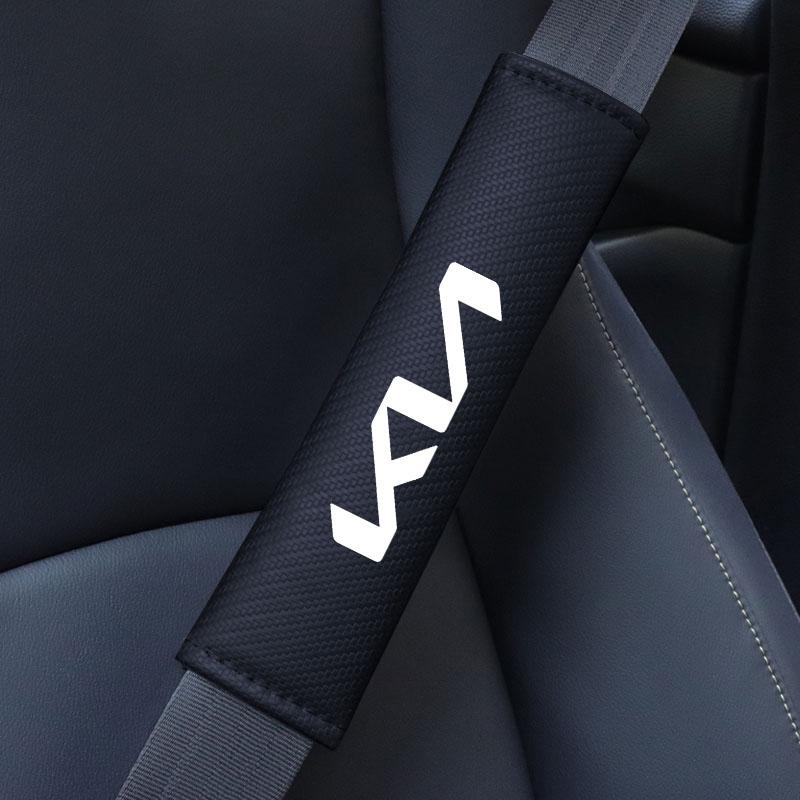 2026 Hot Car Sticker Car Pu Leather Safety Belt Shoulder Cover Breathable Protection Seat Belt Padding For Kia Rio 3 4 K2 K3 X-L