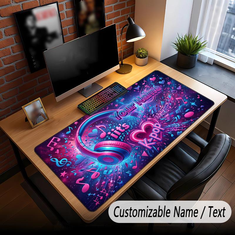 Music DJ Theme Custom Mouse Pad Personalized With Name Text Customized Desk Mat For Office Home Decor
