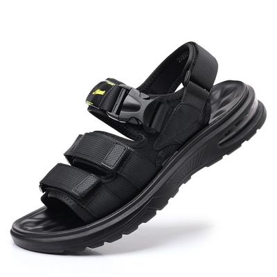 Moda 2025 Verão Novo Designer Sandálias Masculinas Antiderrapantes Moda Esportes ao Ar Livre Lazer Sapatos de Praia para Homens Sandálias Pretas com Amortecimento de Ar