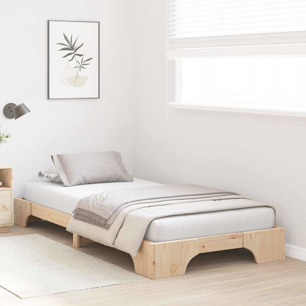 Natural Wooden Bed Frame 75 x 190 cm Solid Pine Wood