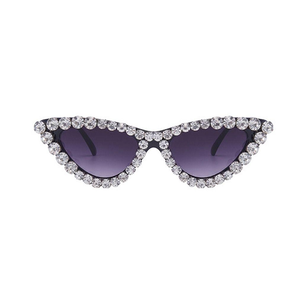 Cat'S Eye Frame Rhinestone Decoration Sunglasses Sun-Protective Photos Decoration Travel Sunglasses Outdoor Black Shades Glasses