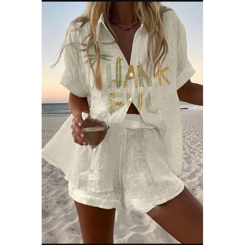 European and American Personalized Large Size Digital 1D Printing New Casual Summer Top Women's Suit 1116