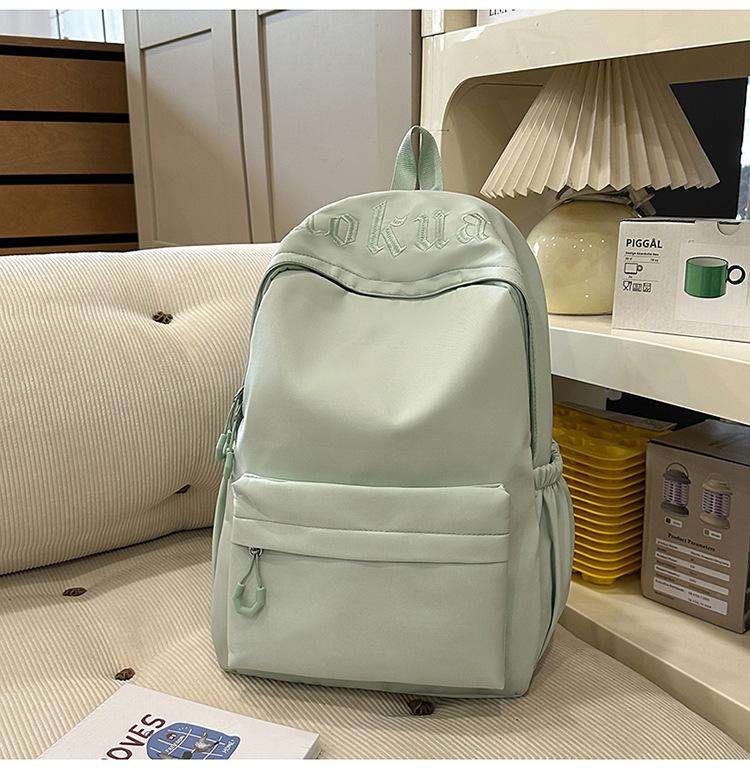 Schoolbag Korean ins new high-value college style solid color alphabet backpack women's lightweight versatile large-capacity backpack