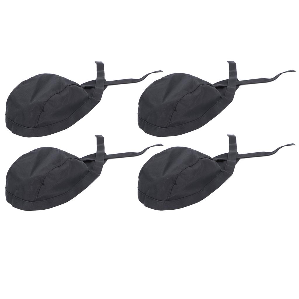 4 PCS Unisex Chef Hats with Ties Black Cotton Comfortable Adjustable Food Service Caps for Men