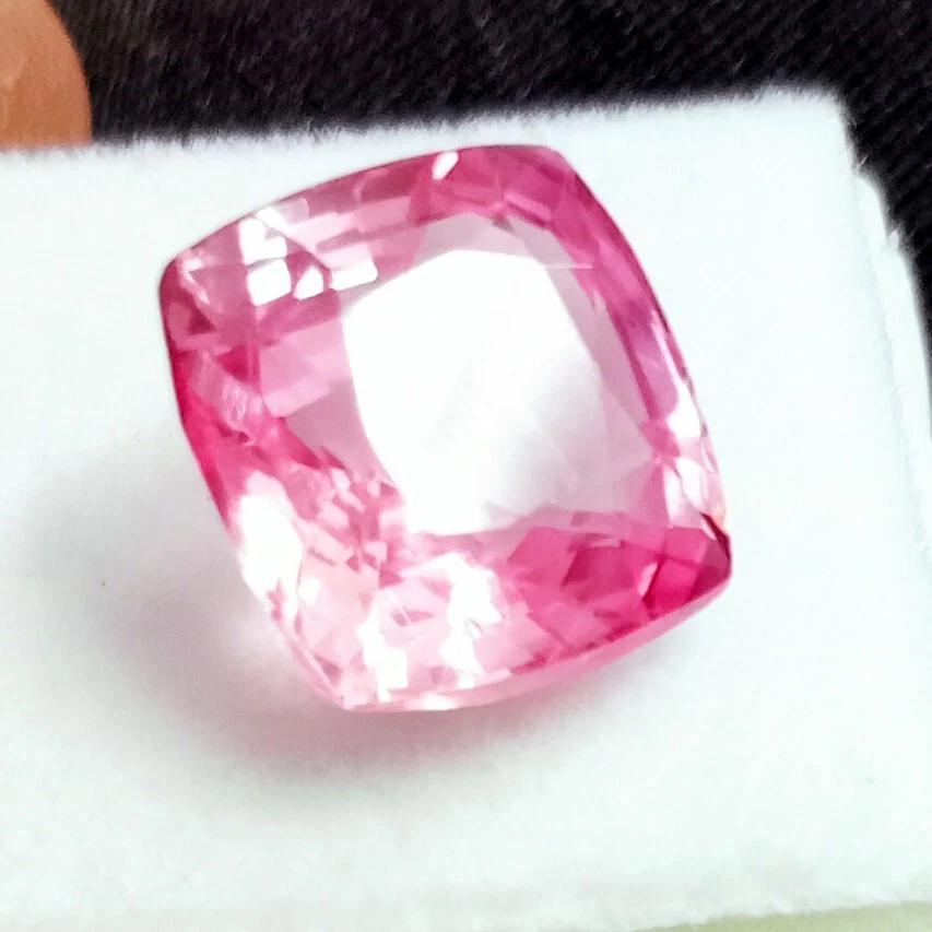 Natural Light Pink Morganite 10+ Ct Cushion Cut Certified Stunning Gemstone