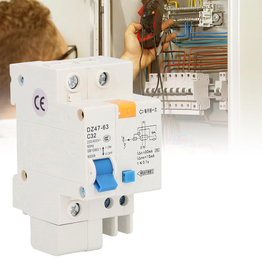 Small Circuit Breaker Ground Fault Interrupter 30mA  400V 1P+N 32A DZ4763 C32
