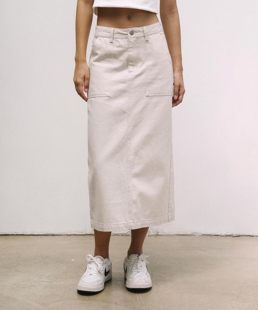 Vintril Sunday Fatigue Denim Long Skirt (Sand)
