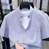 Men's 100% Cotton Plaid Short-Sleeve Casual Shirt