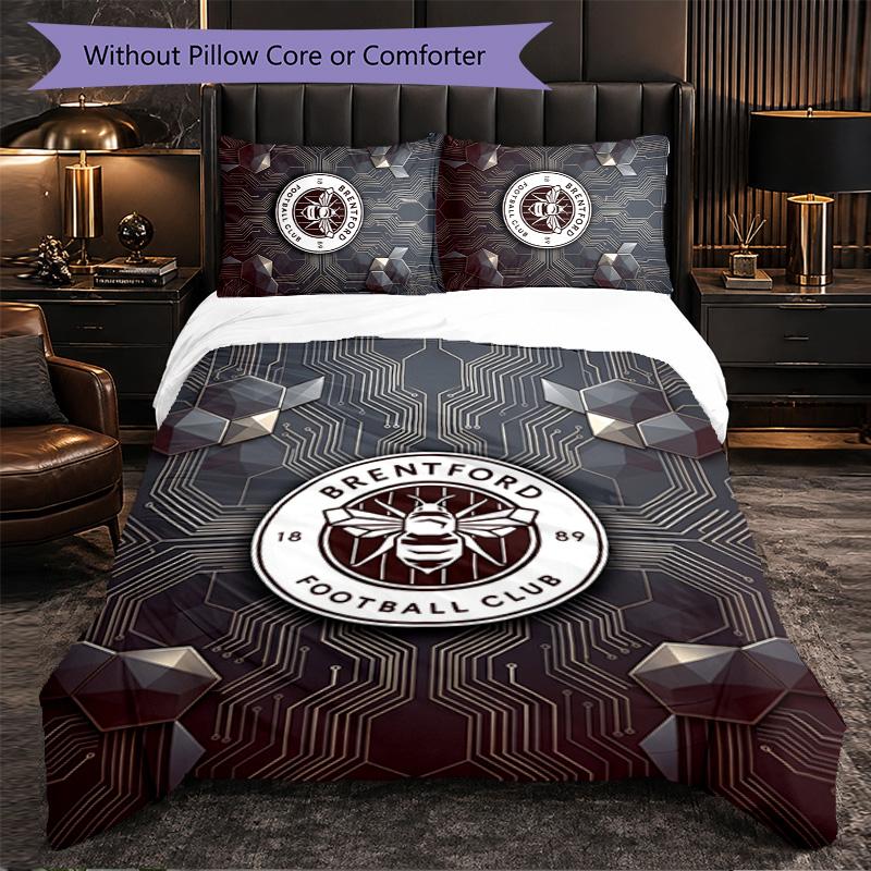 Set Biancheria da Letto Brentford Football 3 Pezzi Morbido Set Copripiumino con Federe Set Decorazione Camera da Letto per la Casa