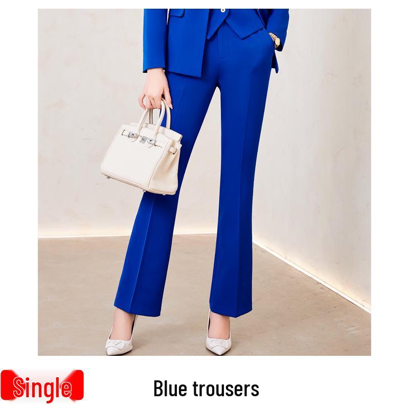 

Женский костюм в корейском стиле синего цвета: Приталенный костюм-тройка с блейзером и жилетом для весны/осени L