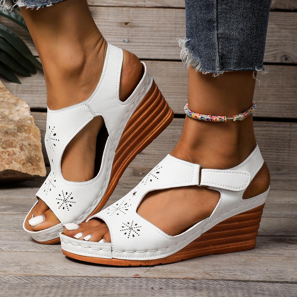 Fashion New Women's Contrast Color Wedge Sandals Summer Peep Toe Non Slip Beach Shoes Woman Comfortable Platform Roman Sandalias Mujer