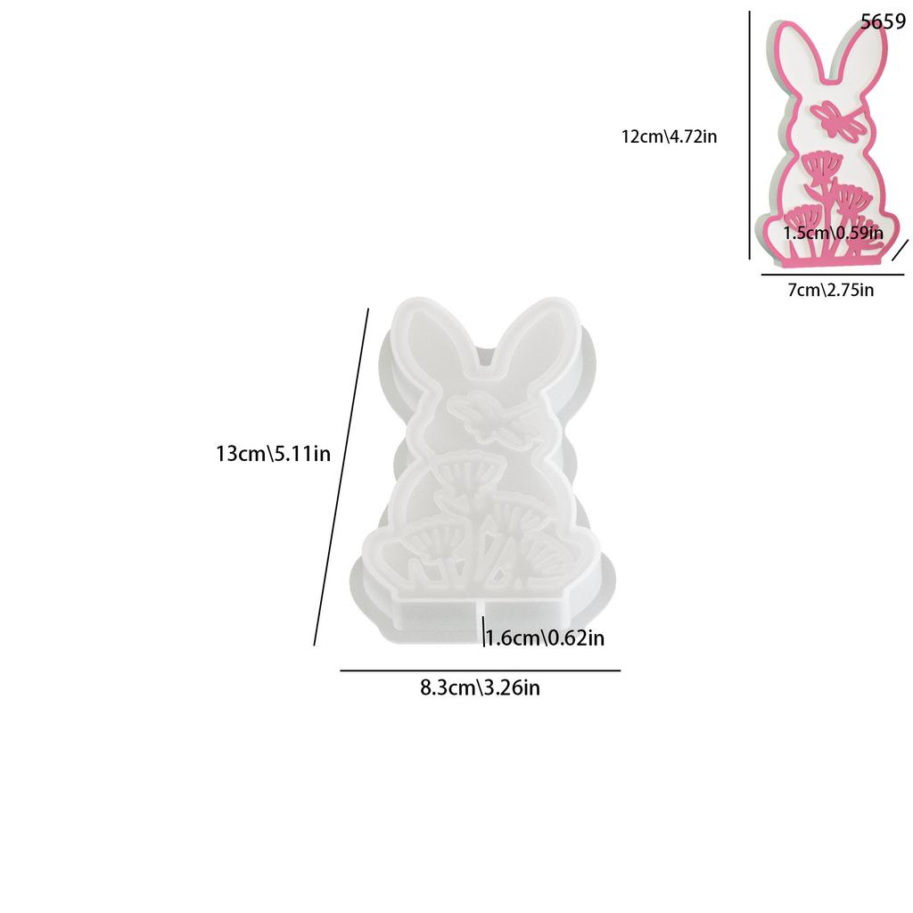 Rabbit Silicone Mold Lightweight Embossed Pattern Mold Spring Flower Mold Spring Themed For Home Decor Plaster Crafting Soap