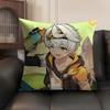 Bennett Genshin Impact Cute Cushion Cover Natural Linen Organic Fabric Double-Sided Printing Sofa Home Decor Gift Pillow Case