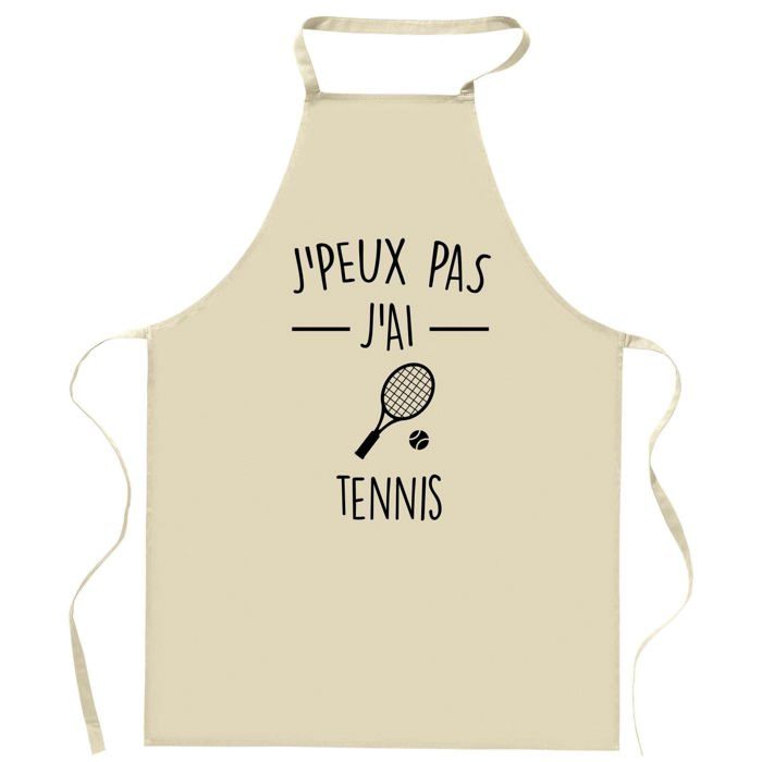 Tablier de cuisine - J'ai tennis j'peux pas - Impression bretonne - Coton épais résistant - Fabrication France