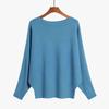 Autumn and Winter Knitted Sweaters, One-line Collar, Bat-sleeved Knitwear, Women's Pullover Bottoming Shirt