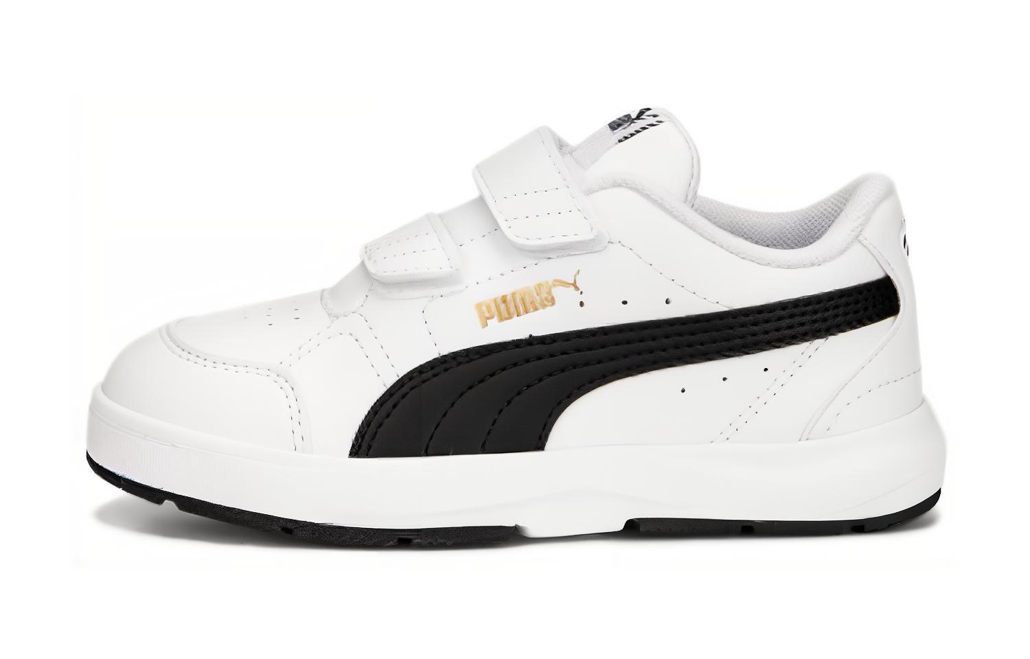 PUMA Evolve Court V Low top Skateboard Shoes Black White Kids 28