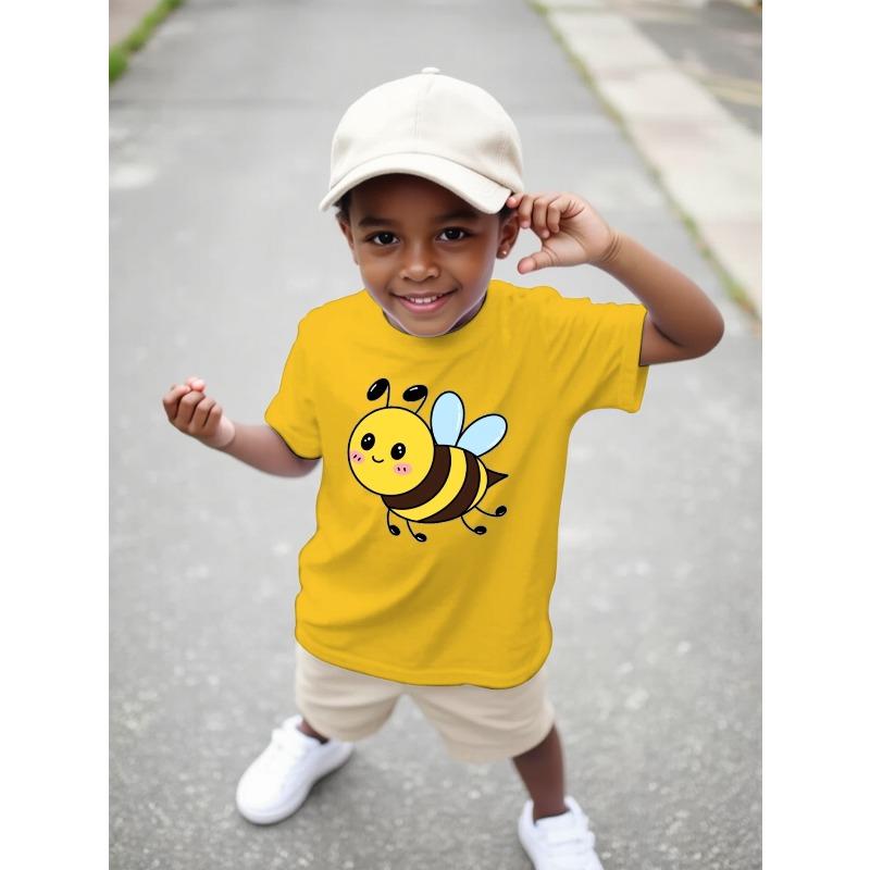 European sizes Sweet Messenger with Cute Face Boys' New Casual Short-sleeved T-shirt for Summer Children's Round Neck Clothing Printed T-shirt
