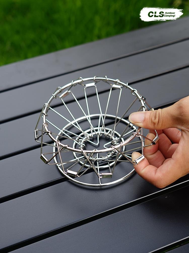 CLS Portable Folding Stainless Steel Coffee Drip Rack - Retro Hand-Brewed Outdoor Filter