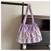 Simple design casual tote bag women's summer new large-capacity lace canvas bag commuter bag