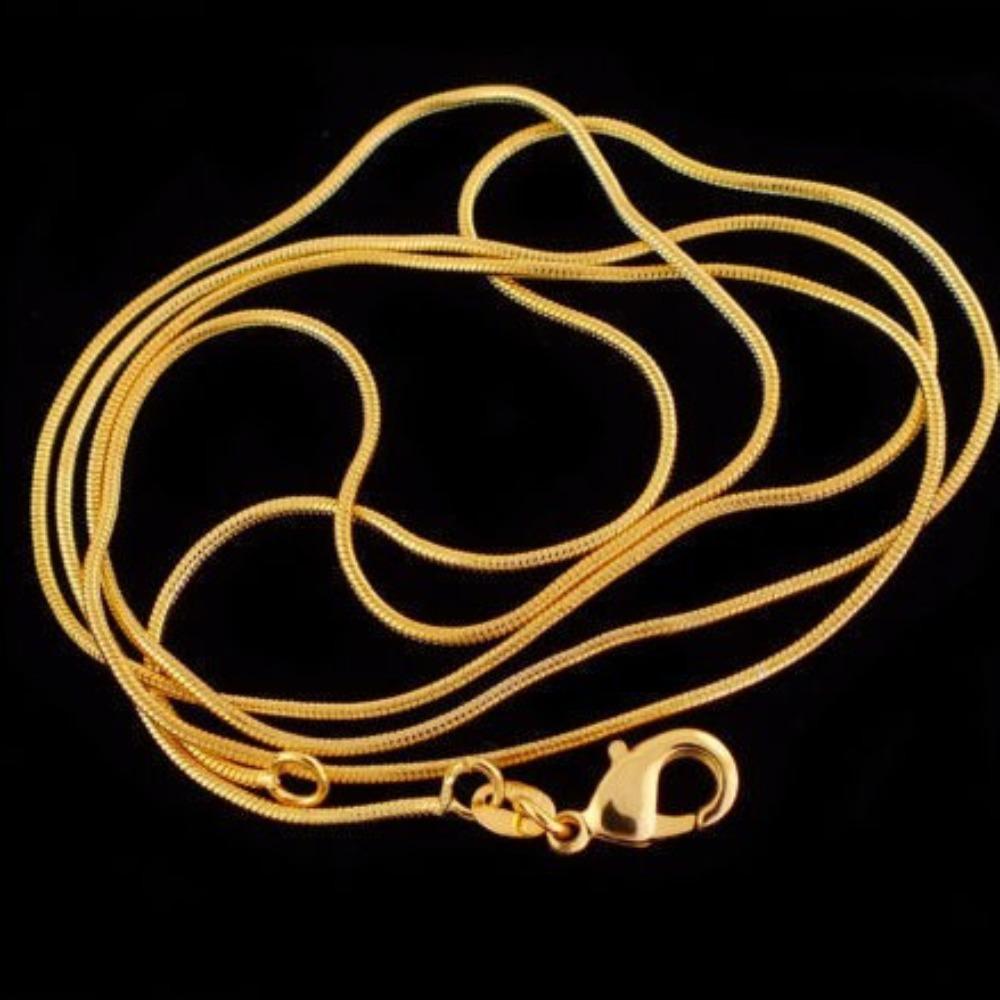 18K Gold Plated Snake Bone Chain Necklace 1mm Thin Pendant Chain Collarbone Chain for Women 16inch