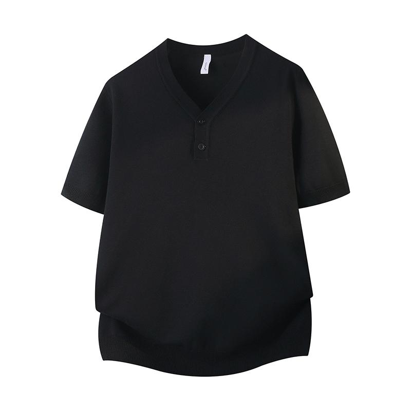 

Ice Silk POLO Shirt T-shirt Men s Knitted Short-sleeved Polo Shirt T-shirt M чорний