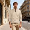 Men's Casual Loose Solid Color Outdoor Stand Up Collar Zipper Long Sleeved Texture Sports Sweatshirt