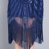 Plus Size Sequin Beaded Tassel Evening Dress - Slimming Hip-Hugging Design with Round Neck 