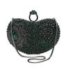 WHTUOHENG Gold Metall Box Abendtaschen Geldbörsen Herzform Diamant Strass Kristall Tasche Luxus Damen Hochzeit Handtasche