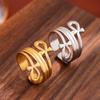 Geometric Titanium Steel Adjustable Open Ring - Bow Design for Women