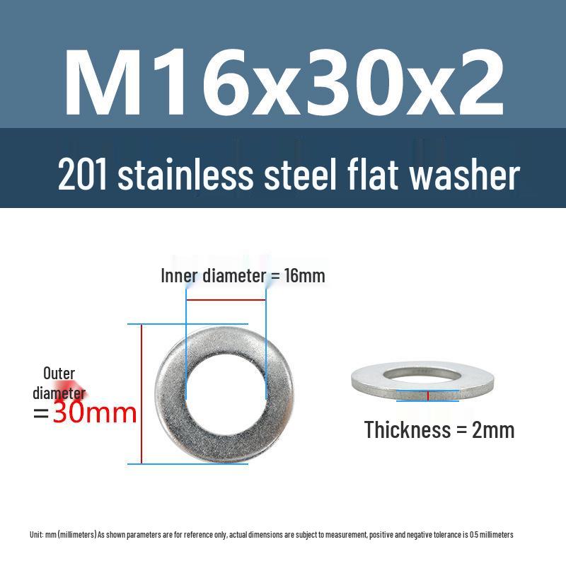 Yigu Oversized Thickened 201 Stainless Steel Flat Washers for M3, M4, M5 Industrial Use