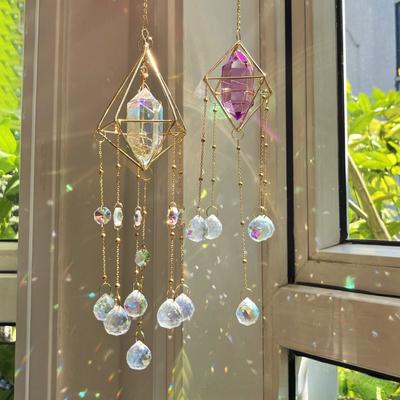 Crystal Windchime Love Heart Pendant Hanging Wind Chimes Sun Catchers Window Rainbow Chaser Outdoor Garden Home Decor Gifts