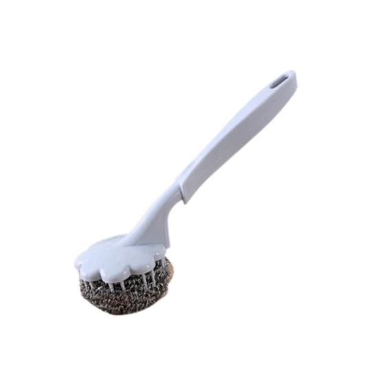 Long Handle Home Kitchen Steel Wire Ball Pot Dish Cleaning Brush Washing Tool