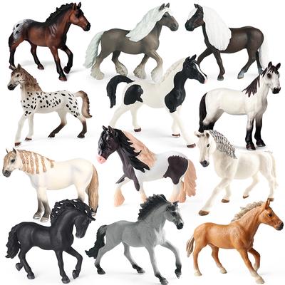 Oenux Original Forest Wild Steed Farm Animal Horse Realistic Model Action Figures Haflinger Ferghana Horse PVC Figurines Toy Kid