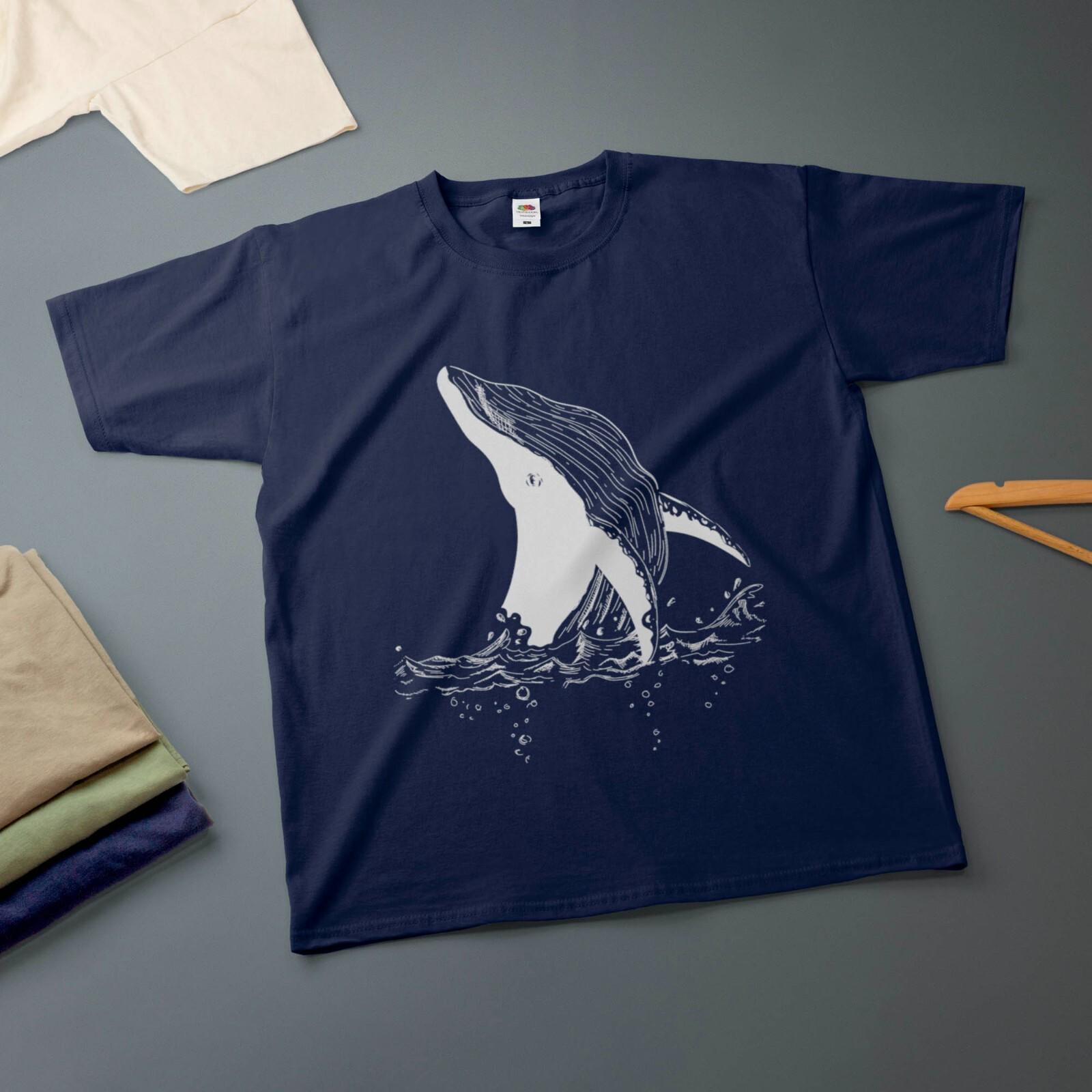 Whale Ink Drawing T-Shirt Various Sizes Colours Tee XL